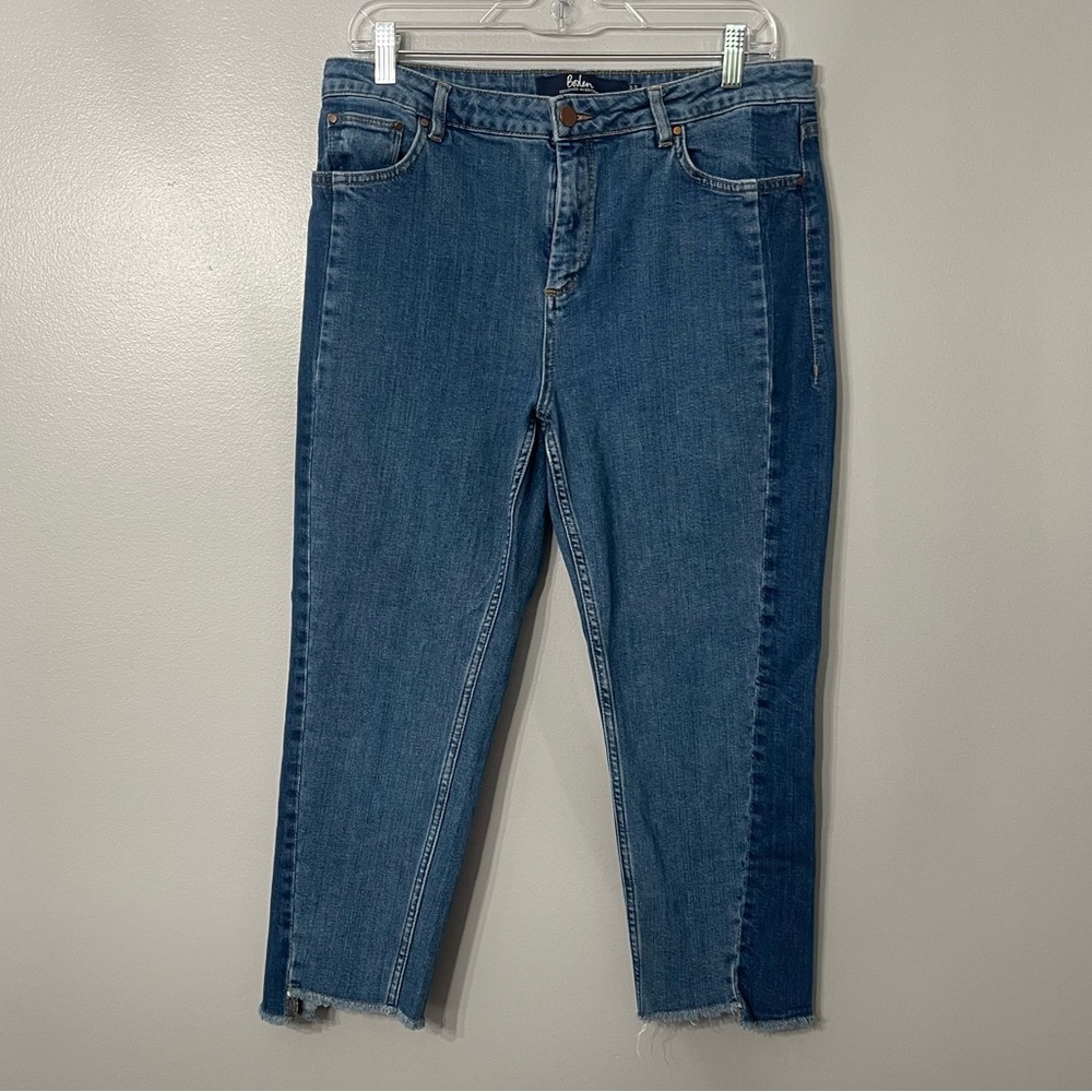 Boden Two-Tone Blue Cropped Ankle Jeans